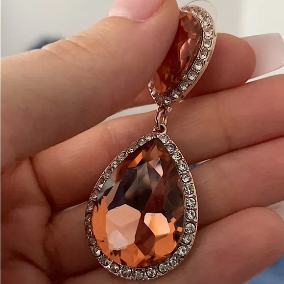 Elegant Salmon Pink Earrings - Picture 3 of 3